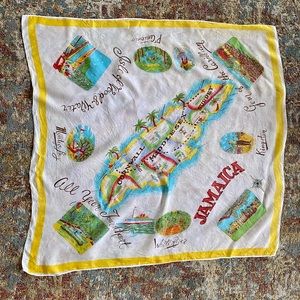 Vtg Jamaica Souvenir Memory Travel Scarf 1950s As Is